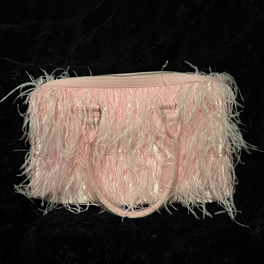 NWT Sugar Thrillz Pink Feathered Handbag
